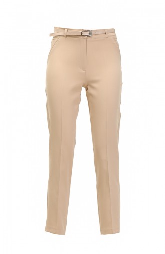 Pantalon En Tissu Longueur Cheville Beige 3059 563