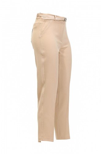 Pantalon En Tissu Longueur Cheville Beige 3059 563