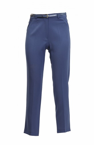 Pantalon En Tissu Longueur Cheville Indigo 3059 565