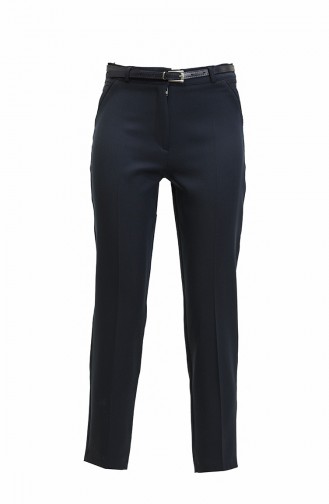 Ankle Length Fabric Trousers Navy Blue 3059 568