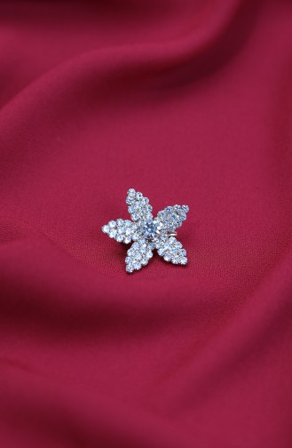 Kristal Taşlı Çiçek Altın Eşarp Broşu 13-267-13