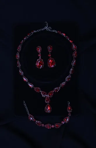 3 Parçalı Kırmızı Taşlı Set Takım 26-271-42