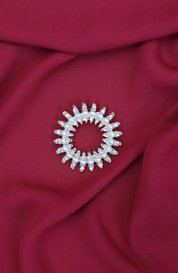 Broche En Perles De Pierre De Cristal De Couleur Or 27-275-13 27-275-13