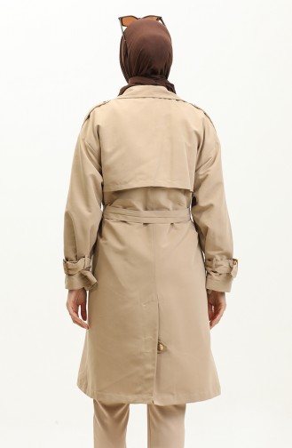 Snap Fasten Trench Coat Mink K331 455