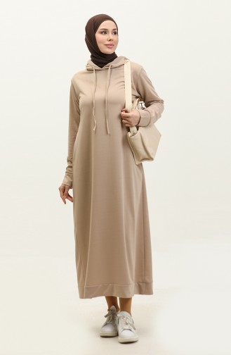 Two Thread Hooded Sports Dress 0190-12 Beige 0190-12