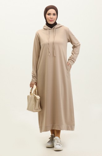 Two Thread Hooded Sports Dress 0190-12 Beige 0190-12