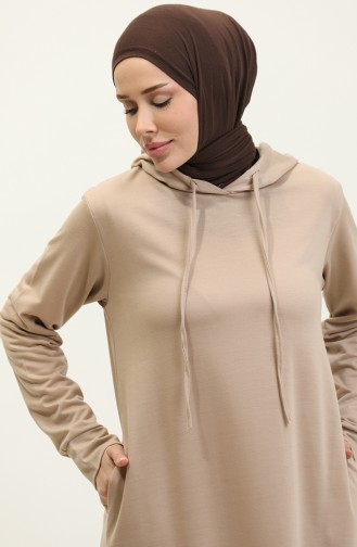 Two Thread Hooded Sports Dress 0190-12 Beige 0190-12