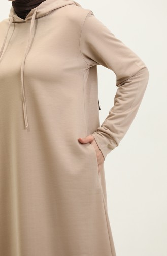 Two Thread Hooded Sports Dress 0190-12 Beige 0190-12