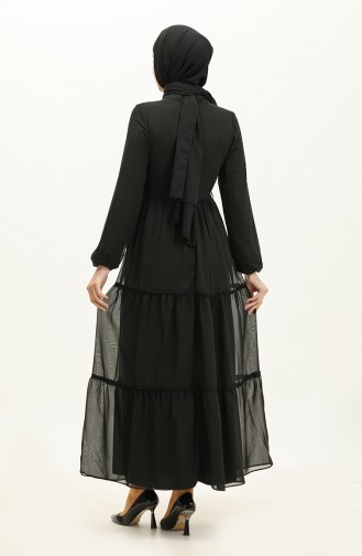 Belted Chiffon Dress 5725-09 Black 5725-09