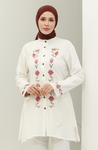 Şile Fabric Embroidered Blouse 0016-04 Cream 0016-04