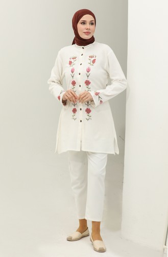 Şile Fabric Embroidered Blouse 0016-04 Cream 0016-04