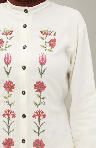 Şile Fabric Embroidered Blouse 0016-04 Cream 0016-04