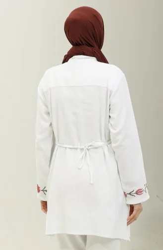 Blouse Brodée En Tissu Şile 0016-05 Blanc 0016-05