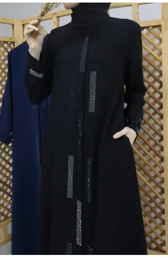 İhya Tekstil Domino Taşli Ferace DTFM2-01 Siyah