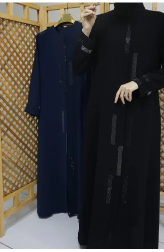 İhya Tekstil Domino Taşli Ferace DTFM2-01 Siyah