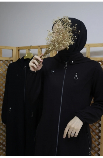 İhya Tekstil Hooded Abaya KKFM3-01 Black 3-01