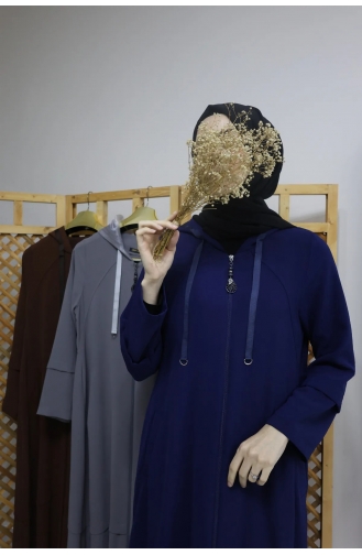 İhya Tekstil Abaya D`été à Capuche KYFM3-01 Bleu 3-01