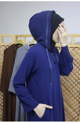 İhya Tekstil Abaya D`été à Capuche KYFM3-01 Bleu 3-01