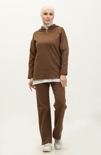 Zippered Tracksuit 2142-03 Brown 2142-03