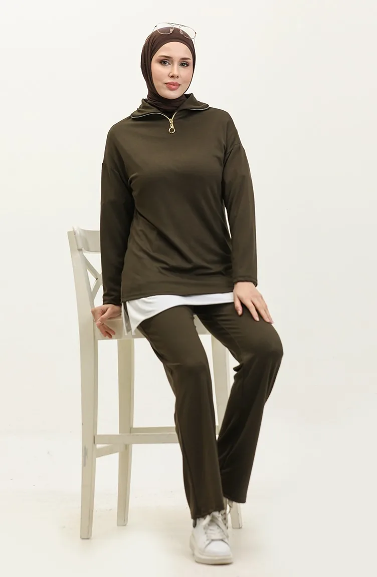 Zippered Tracksuit 2143-02 Khaki 2143-02