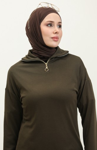 Fermuarlı Eşofman Takım 2143-02 Haki