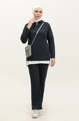 Zippered Tracksuit Set 2146-07 Navy Blue 2146-07