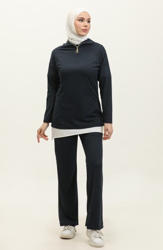 Zippered Tracksuit Set 2146-07 Navy Blue 2146-07