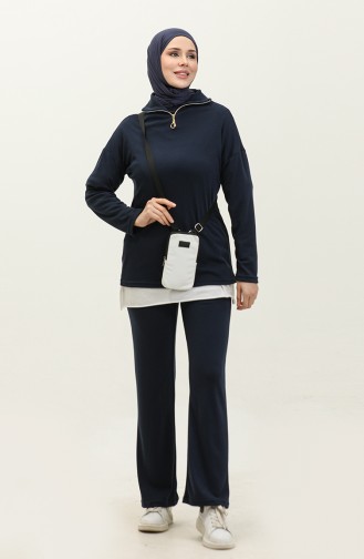 Zippered Tracksuit Set 2146-08 Dark Navy Blue 2146-08