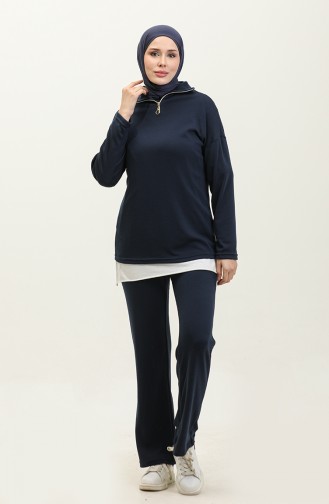 Zippered Tracksuit Set 2146-08 Dark Navy Blue 2146-08