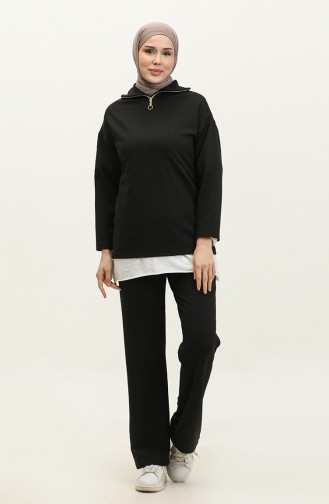 Zippered Tracksuit Set 2146a-01 Black 2146A-01