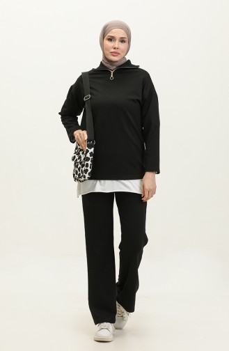 Zippered Tracksuit Set 2146a-01 Black 2146A-01