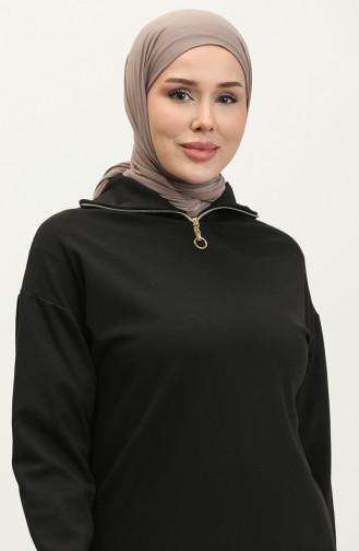 Zippered Tracksuit Set 2146a-01 Black 2146A-01