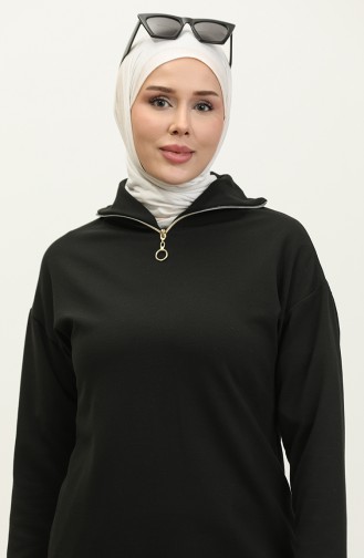 Zippered Tracksuit Set 2146D-01 Black 2146D-01