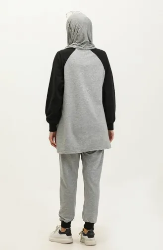 Two Piece Tracksuit Set 23119-01 Gray Black 23119-01