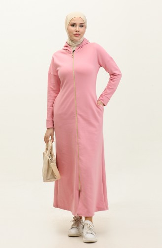 Zippered Abaya 2140-07 Pink 2140-07