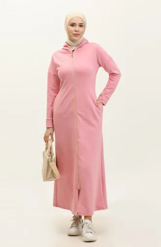 Zippered Abaya 2140-07 Pink 2140-07