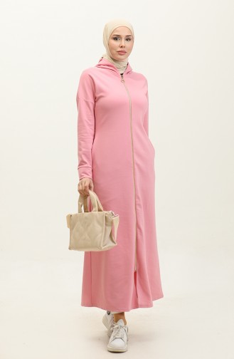 Zippered Abaya 2140-07 Pink 2140-07