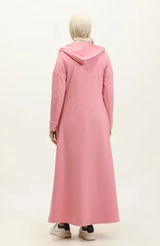 Zippered Abaya 2140-07 Pink 2140-07