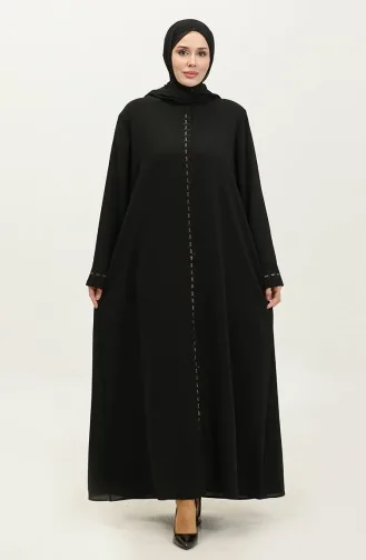 Groot Formaat Verborgen Ritssluiting Abaya 5068-01 Zwart 5068-01