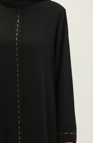 Abaya Avec Fermeture Cachée Grande Taille 5068-01 Noir 5068-01