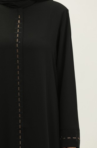 Large Size Hidden Zipper Abaya 5068-01 Black 5068-01