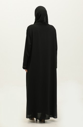 Large Size Hidden Zipper Abaya 5068-01 Black 5068-01