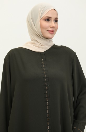 Abaya Fermeture Cachée Grande Taille 5068-03 Khaki 5068-03