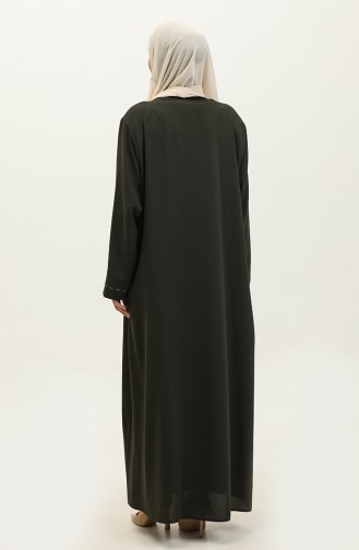 Abaya Fermeture Cachée Grande Taille 5068-03 Khaki 5068-03