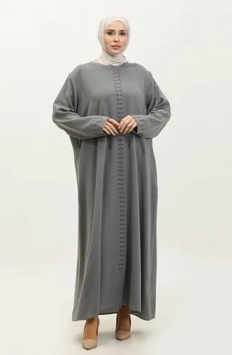 Büyük Beden Gizli Fermuarlı Ferace 5068-05 Gri