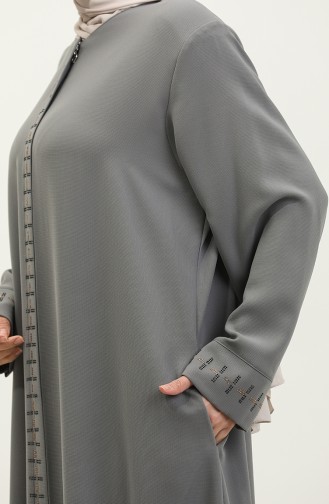 Abaya Fermeture Cachée Grande Taille 5068-05 Gris 5068-05