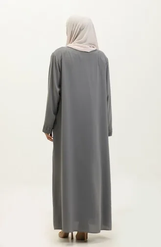 Büyük Beden Gizli Fermuarlı Ferace 5068-05 Gri