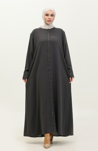 Large Size Hidden Zipper Abaya 5068-06 Smoked 5068-06