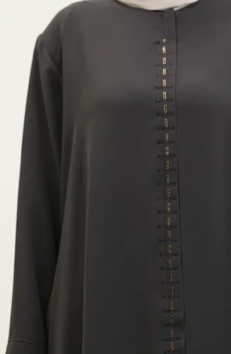 Groot Formaat Abaya Met Verborgen Ritssluiting 5068-06 Gerookt 5068-06