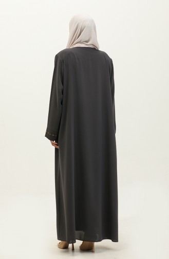 Large Size Hidden Zipper Abaya 5068-06 Smoked 5068-06